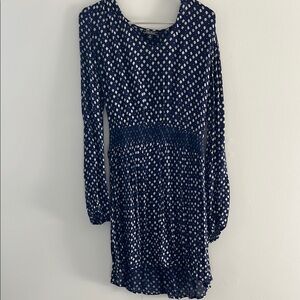 Navy Polka Dot Long Sleeve Dress